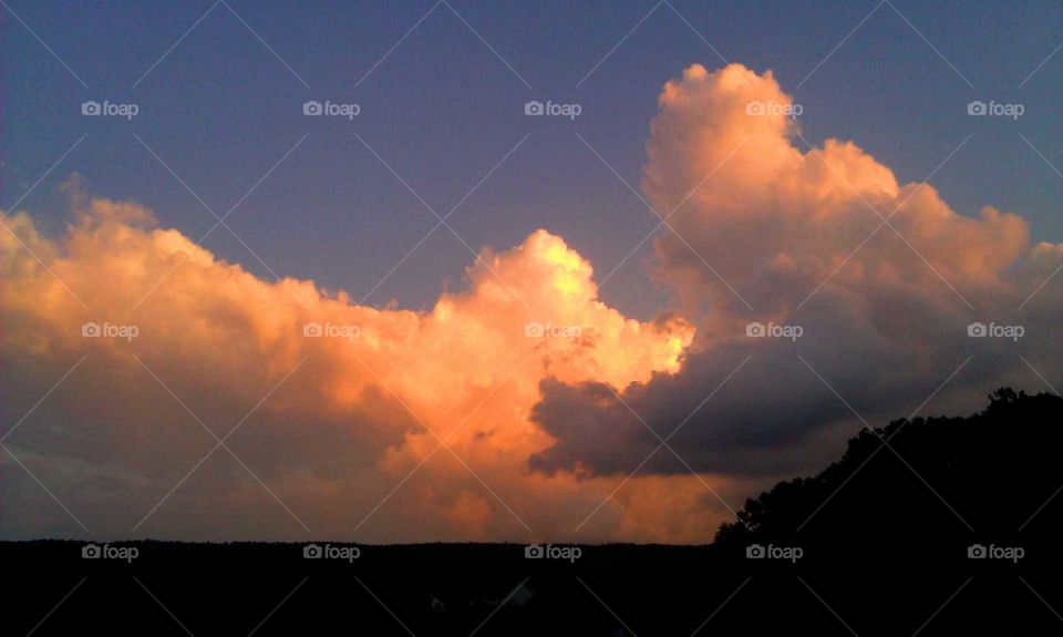 Glowing clouds.