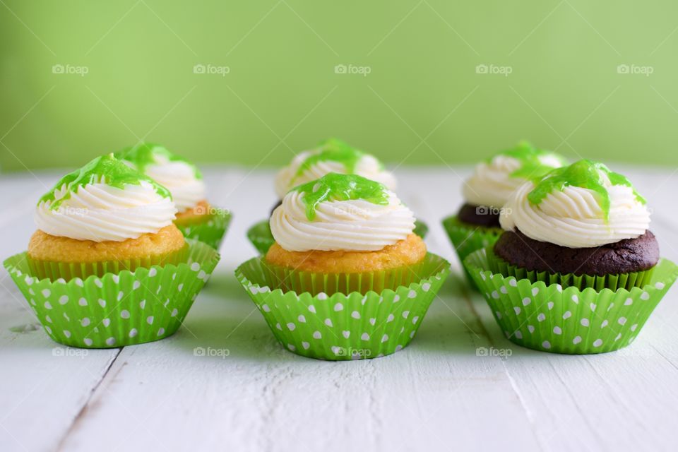 Cupcakes with Green Background 