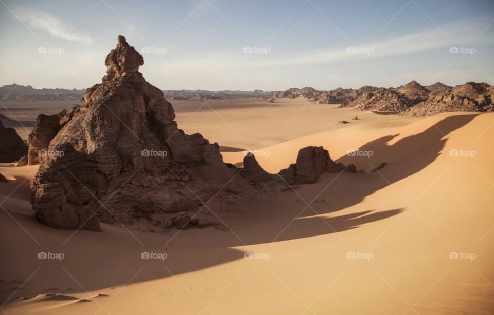 shadow from the sand and rocks great Sahara