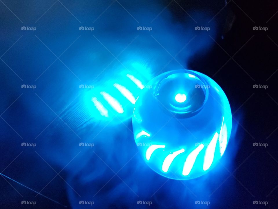 Neon blue light diffuser and mist