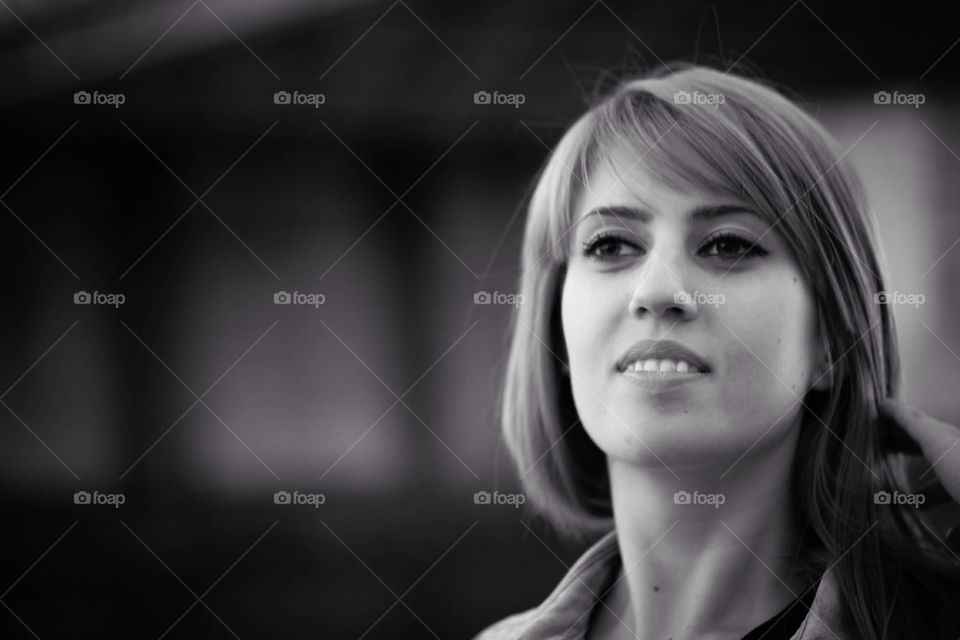 Girl's portrait in black and white