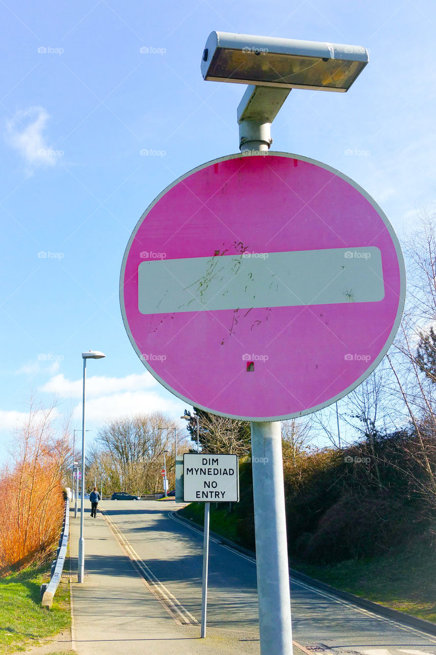 A pink  sign
