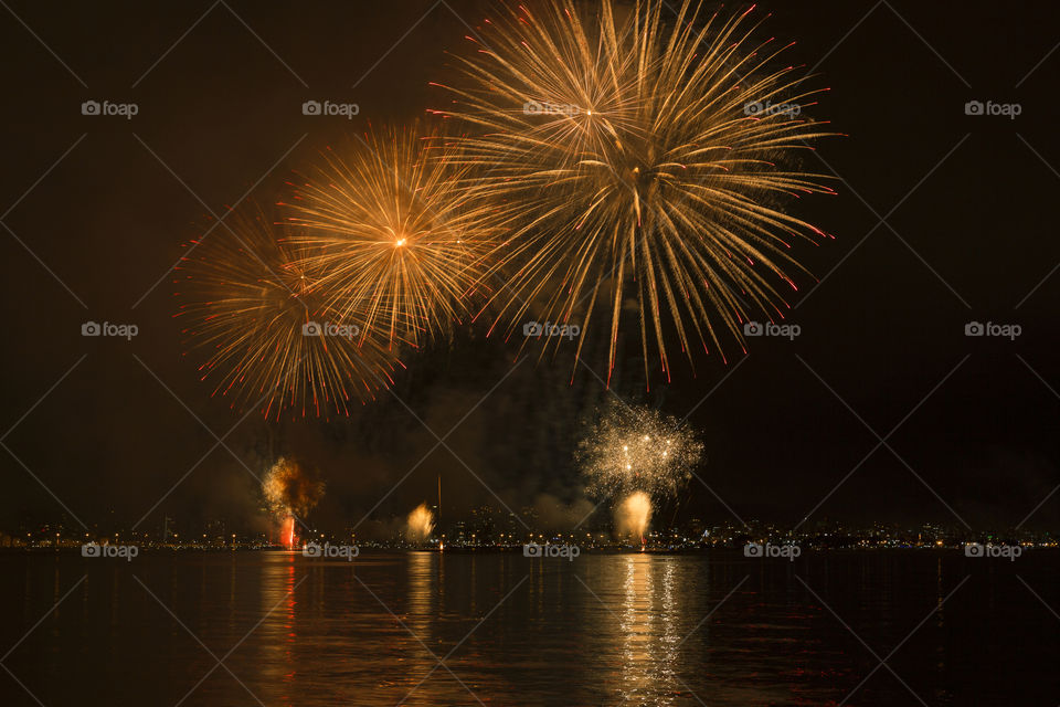 Fireworks in Florianopolis Santa Catarina Brazil.