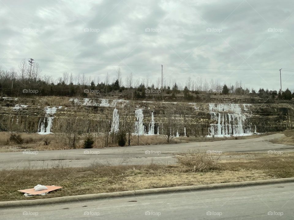 Frozen rock wall 