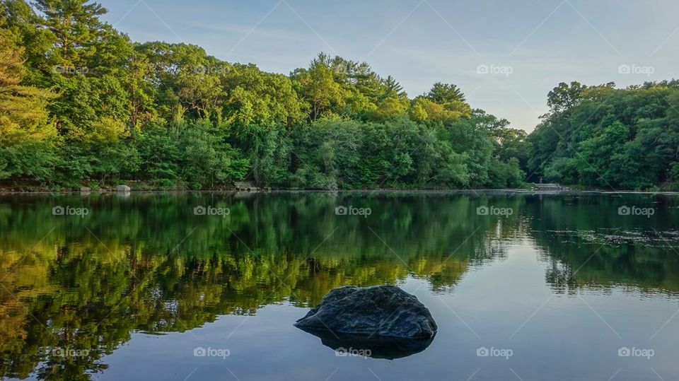 Lake against clear sky