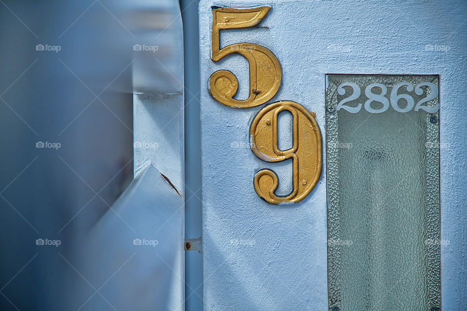 Close-up of a doorplate