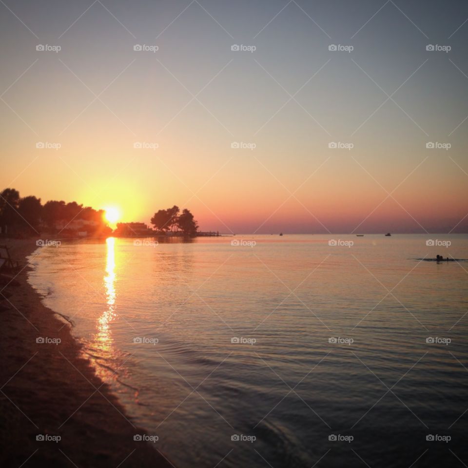 Evening at beach . Beautiful golden hour at beach 