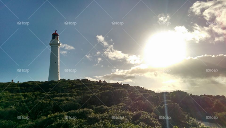 Ball of sunlight on the lighthouse