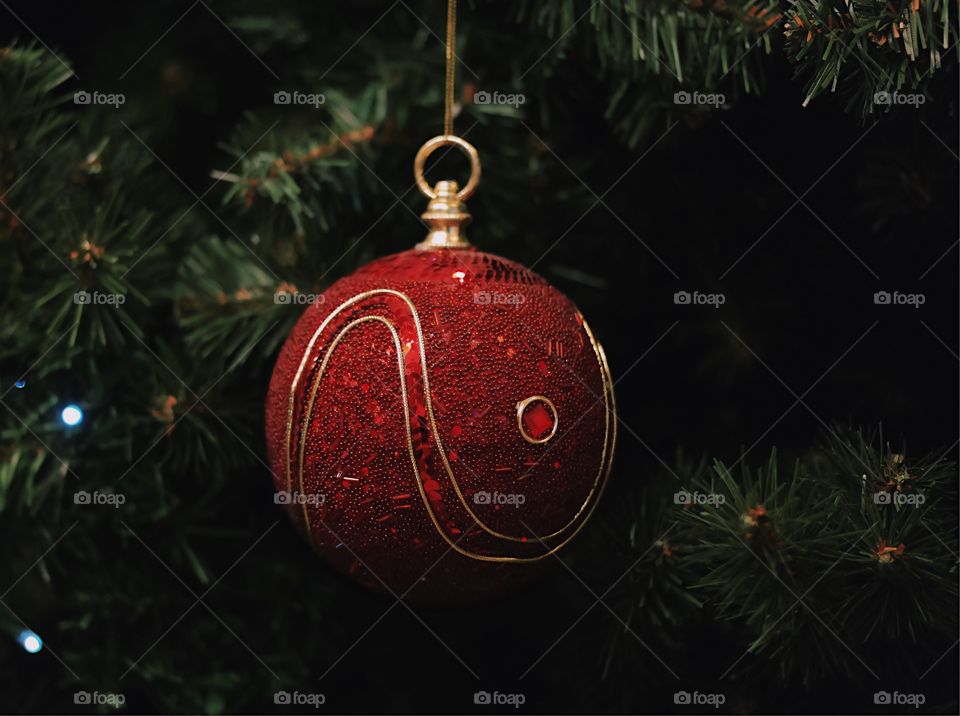 Close-up of red christmas deco