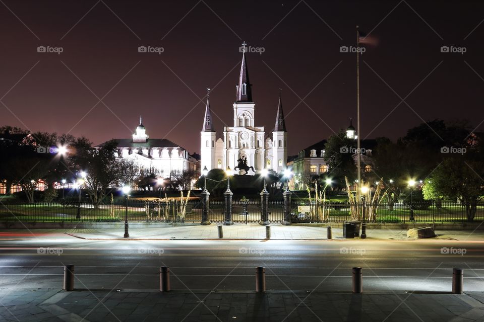 Jackson square in New Orleans Louisiana USA at night