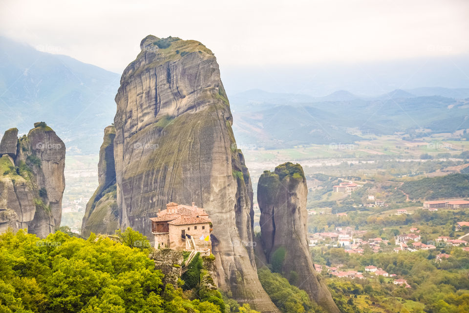 View Of Meteora Monastery In Greece
