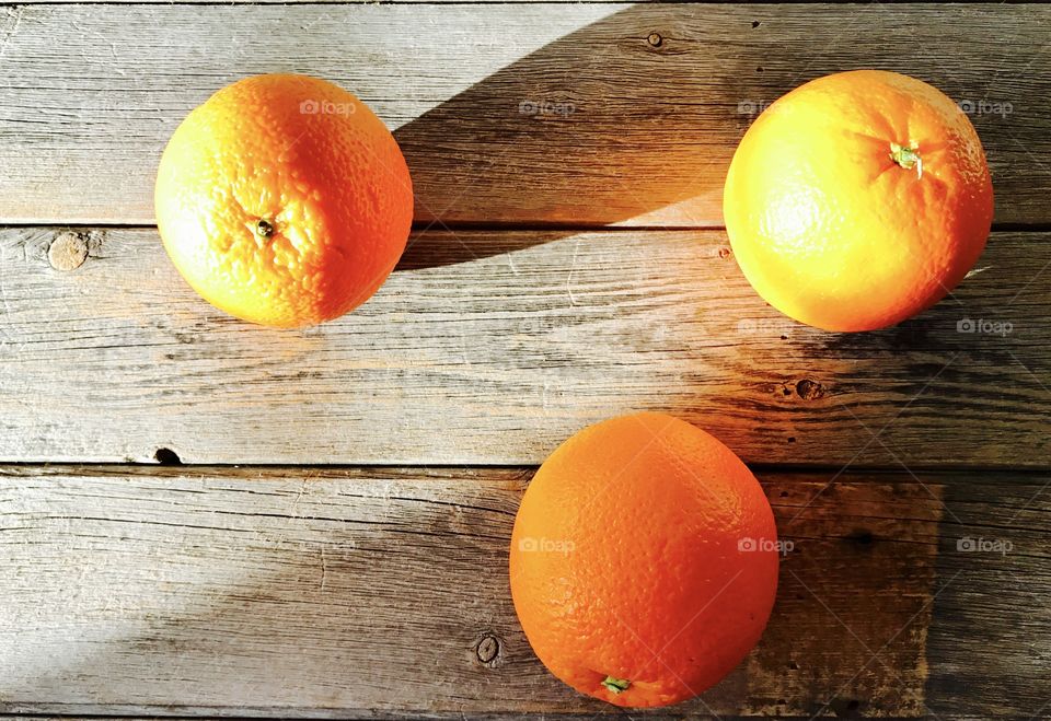 High angle view of oranges on table