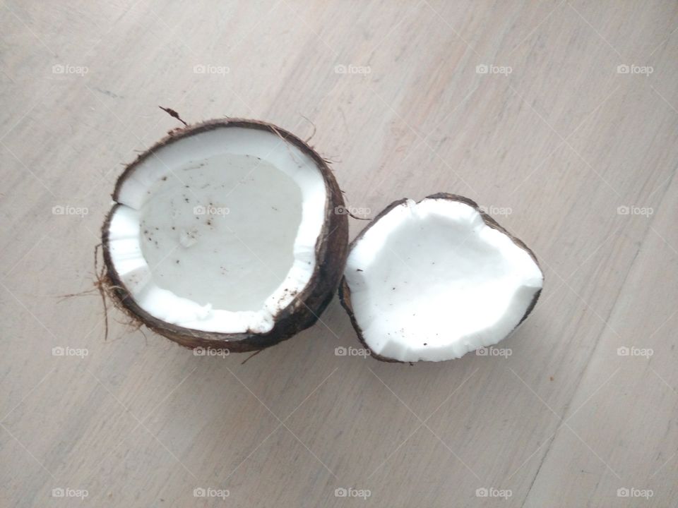 Top down of a coconut.