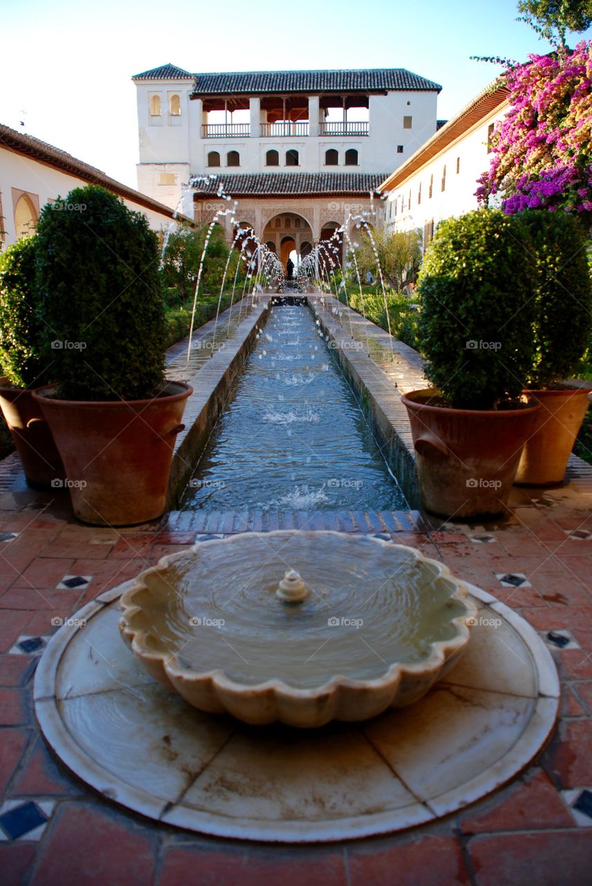 Alhambra garden fountains. 