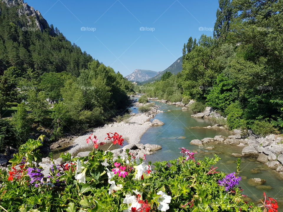 View of Verdon river in Castellane,  France.