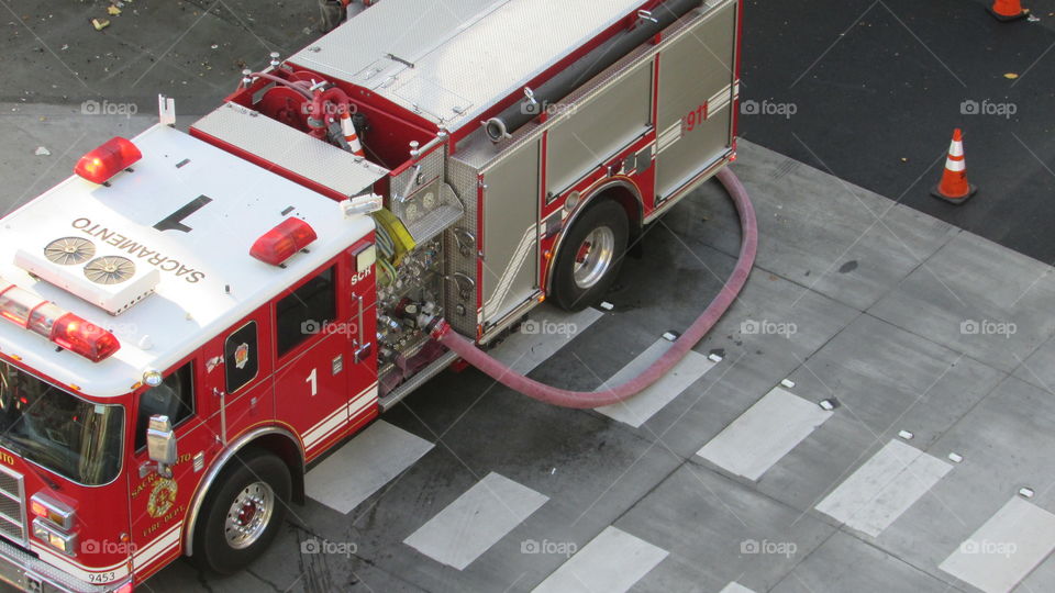 fire truck. in downtown Sacramento