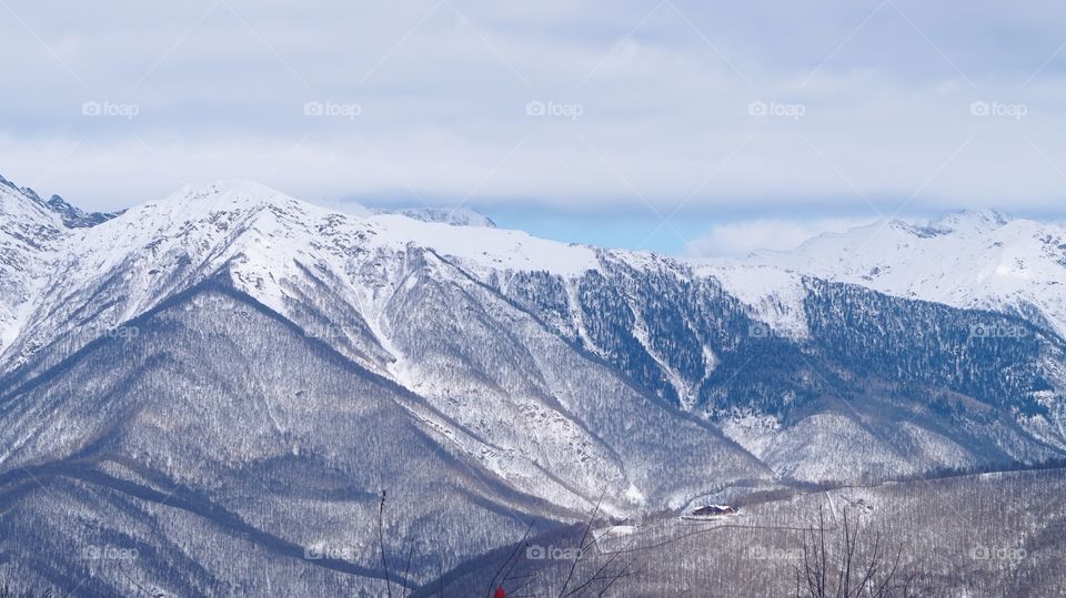 View of mountain against cloudy sky