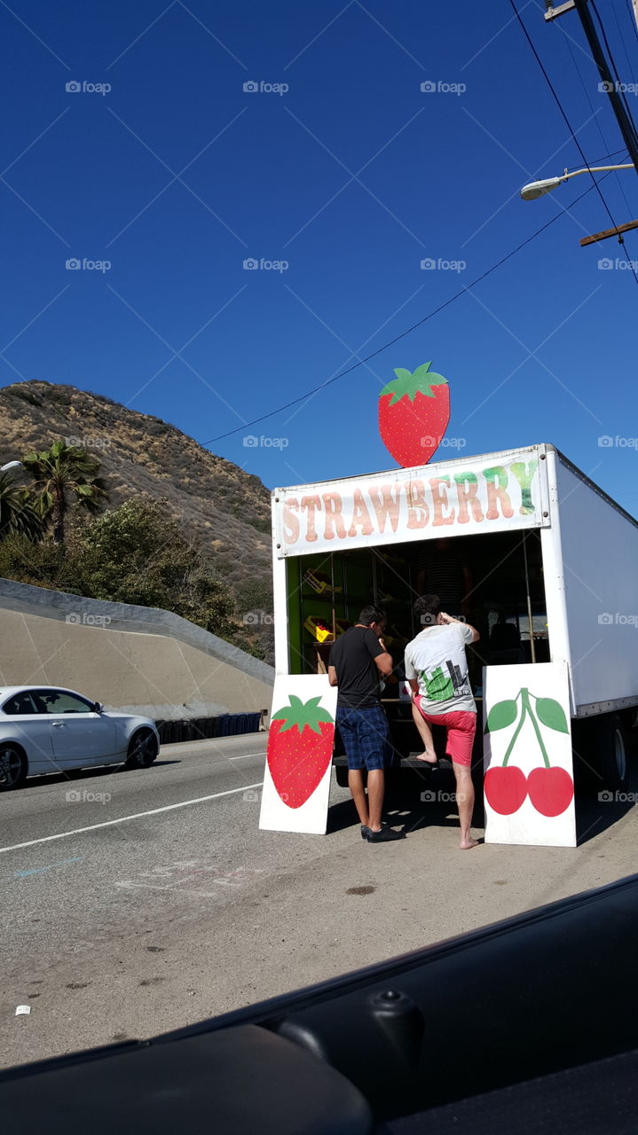 Highway Strawberry Stand. The sweetest around. located in Malibu, California