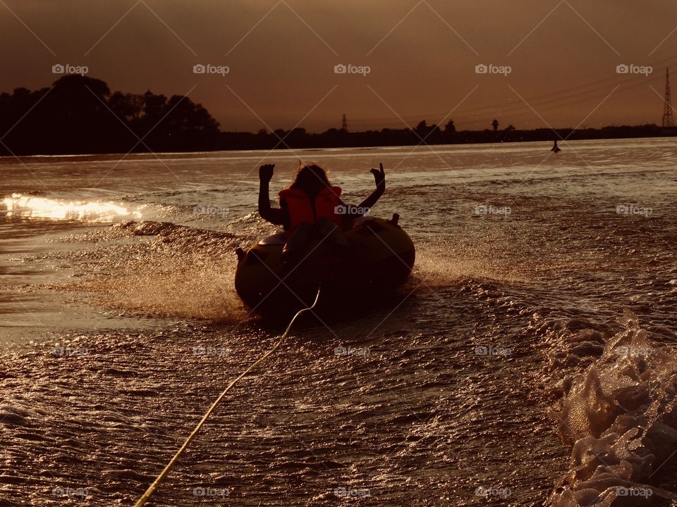 Funny evening on the river „ Elbe - Germany“ 