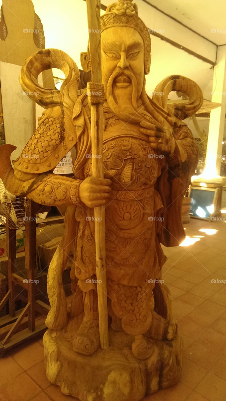 Guan Yu carved from wood