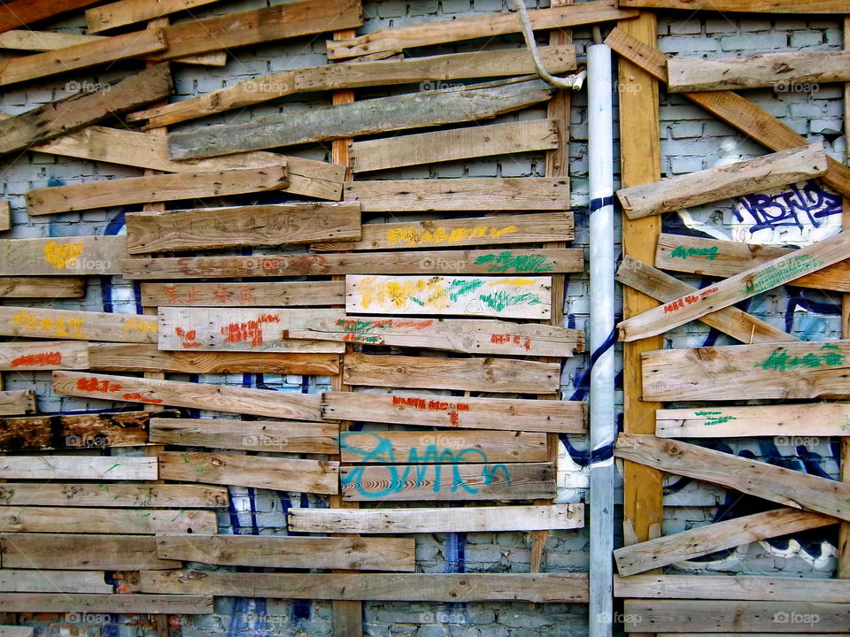 Plank Wall. Wall at the 798 Art District in Beijing, China. 