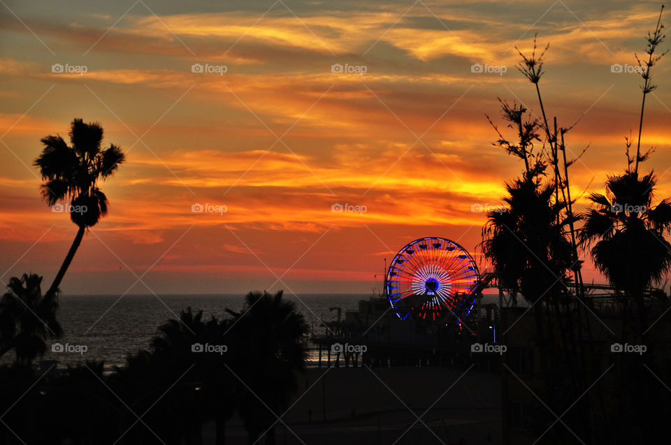 sunset pier ferris wheel santa monica by berry