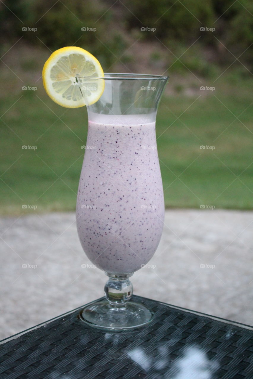 Blueberry smoothie in glasses