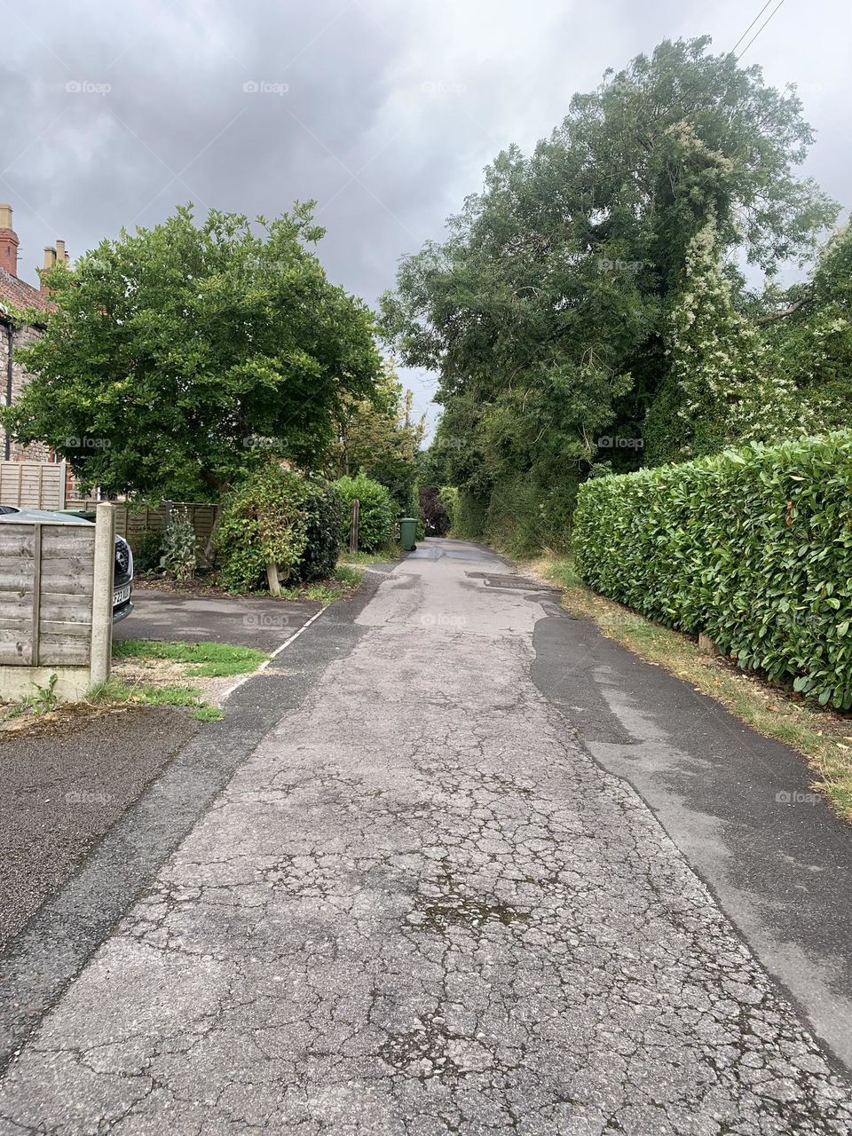 Empty private road in Wotton south west England. Public shot taken on iPhone in 2024.