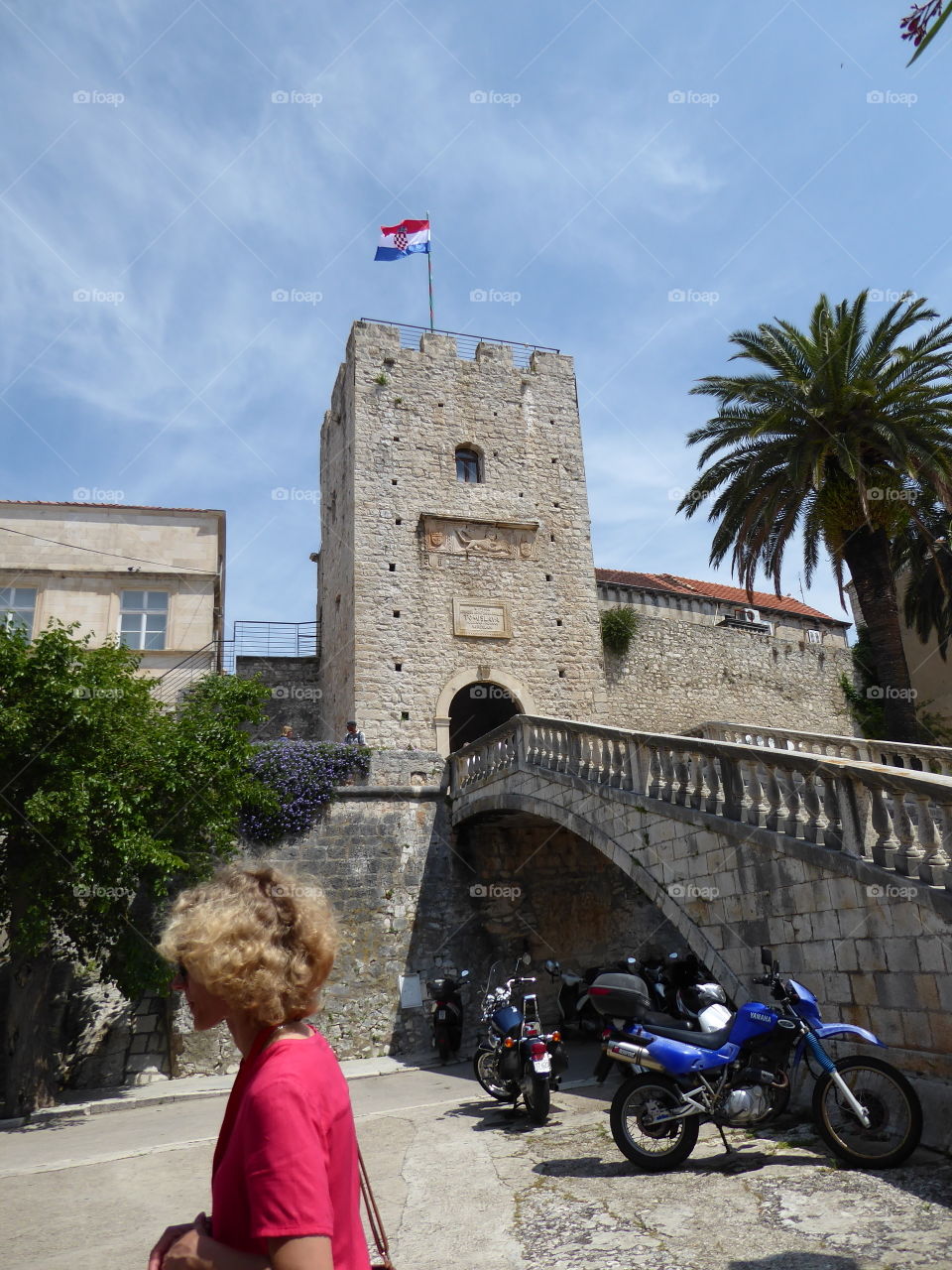 entrance bridge and gate to the old town @ Korčula