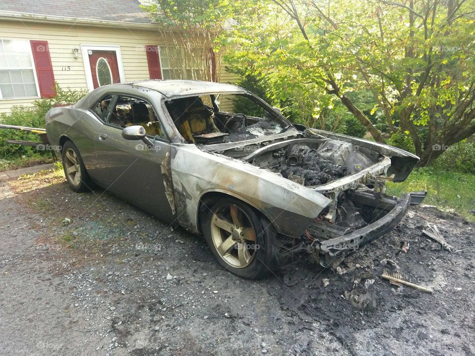 Burned Dodge Challenger