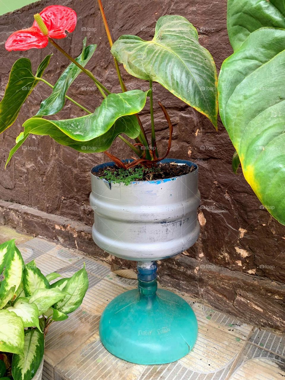 Plant pot made from recycled material