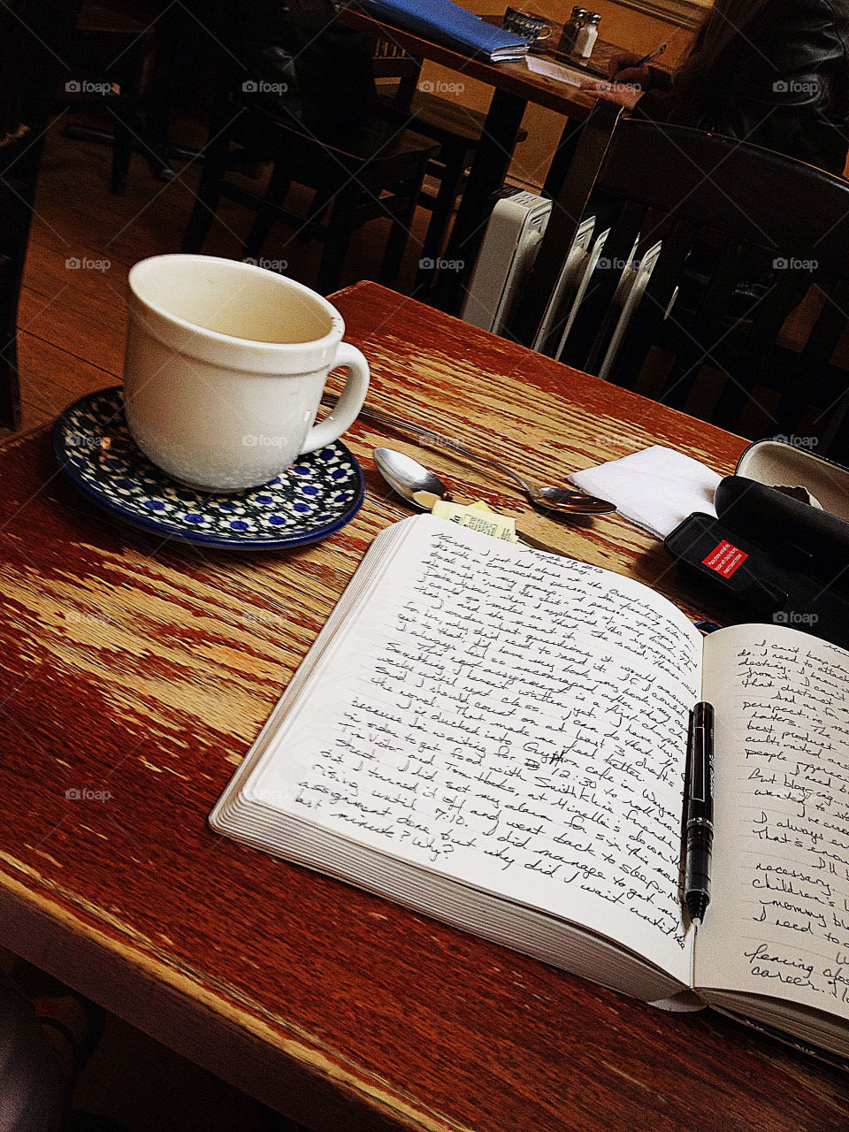 Journaling in a cafe