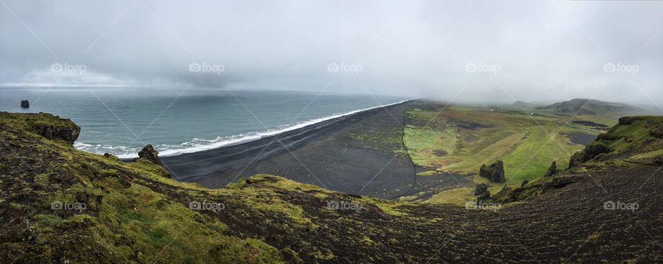 Panoramic view of cliffs and beach