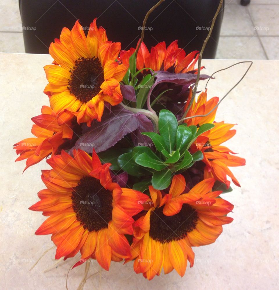 Orange sunflower bouquet 