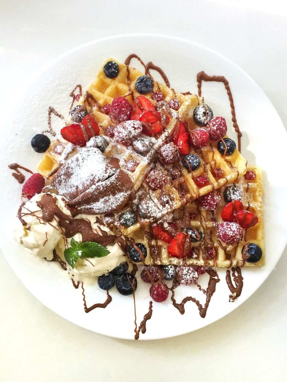 Belgium waffles with berries