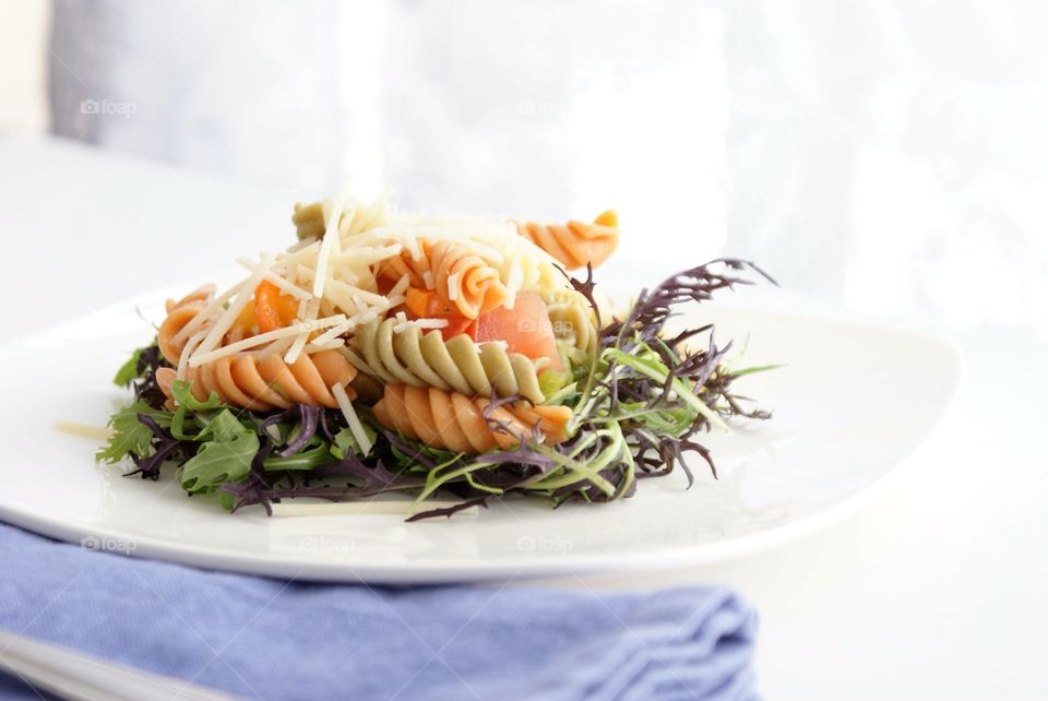 Close-up of pasta salad