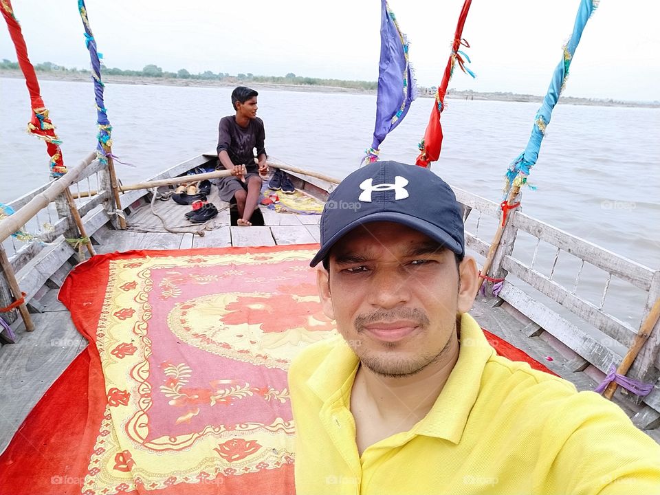 At River in boat