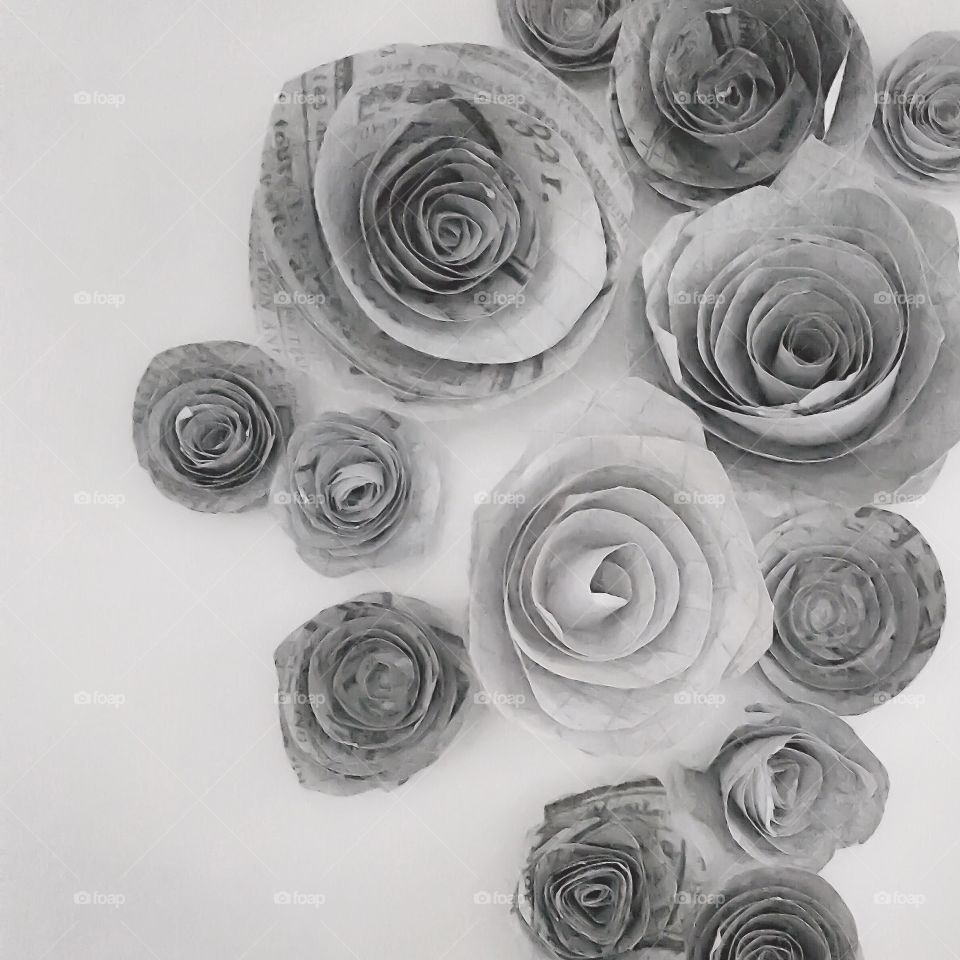 Rolled paper flowers. The Pinterest idea does work!!