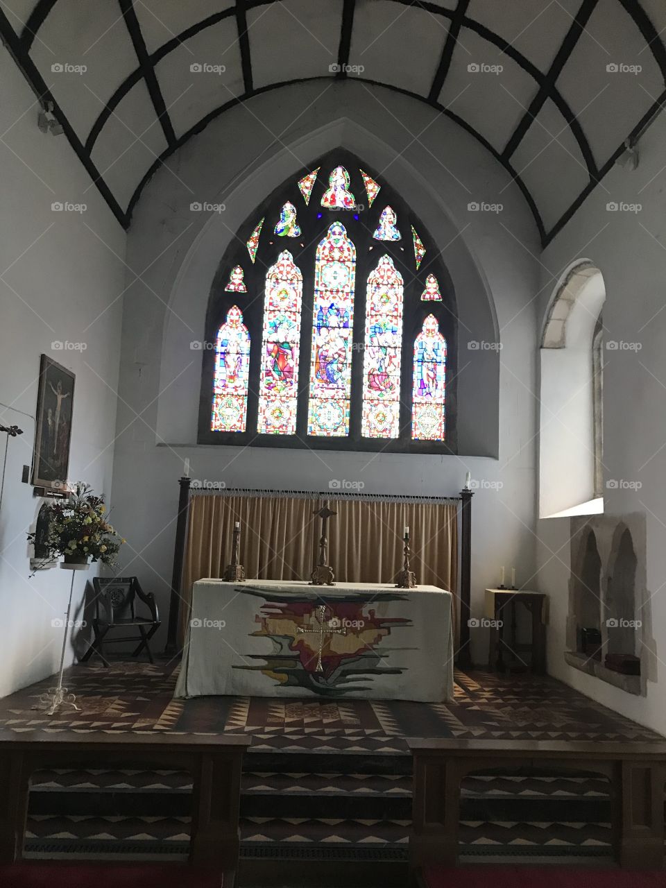 The altar of St George Church in Devon, in rich serene beauty.