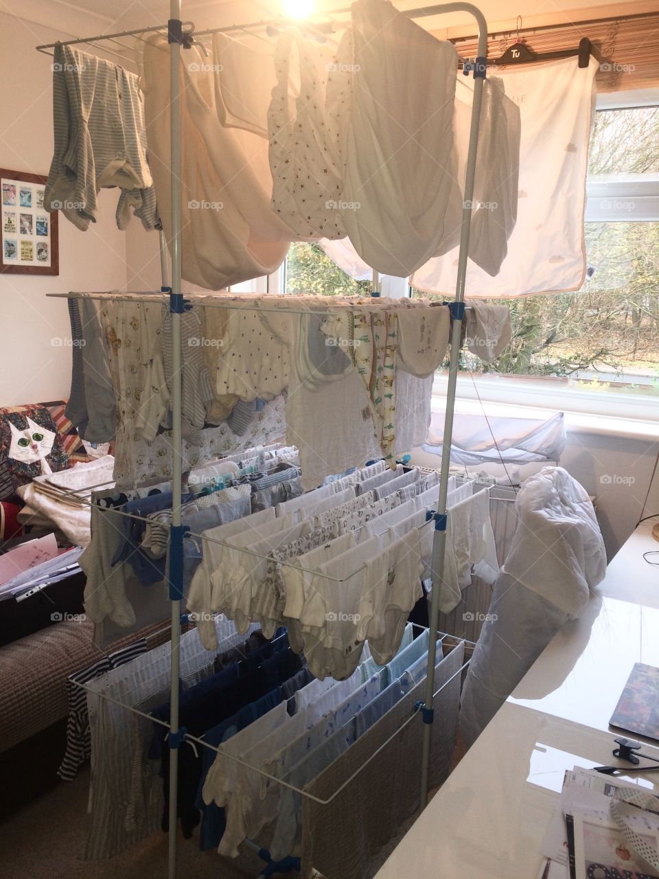Ridiculous amount of baby clothes laundry washing line