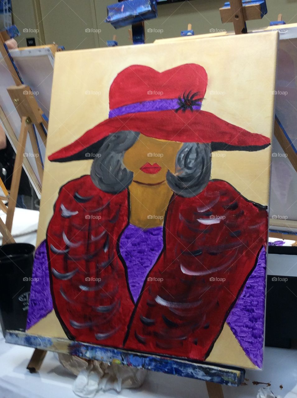 Red Hatters night out with painting with a twist