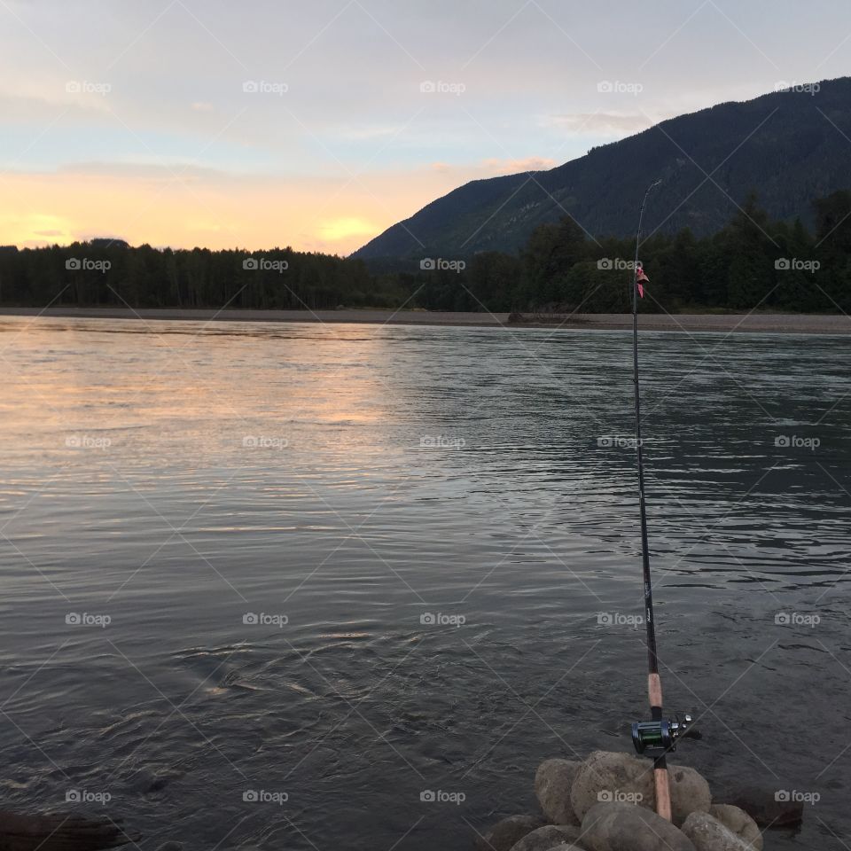 Beautiful morning on the skeena river fishing for salmon! In British Columbia. 