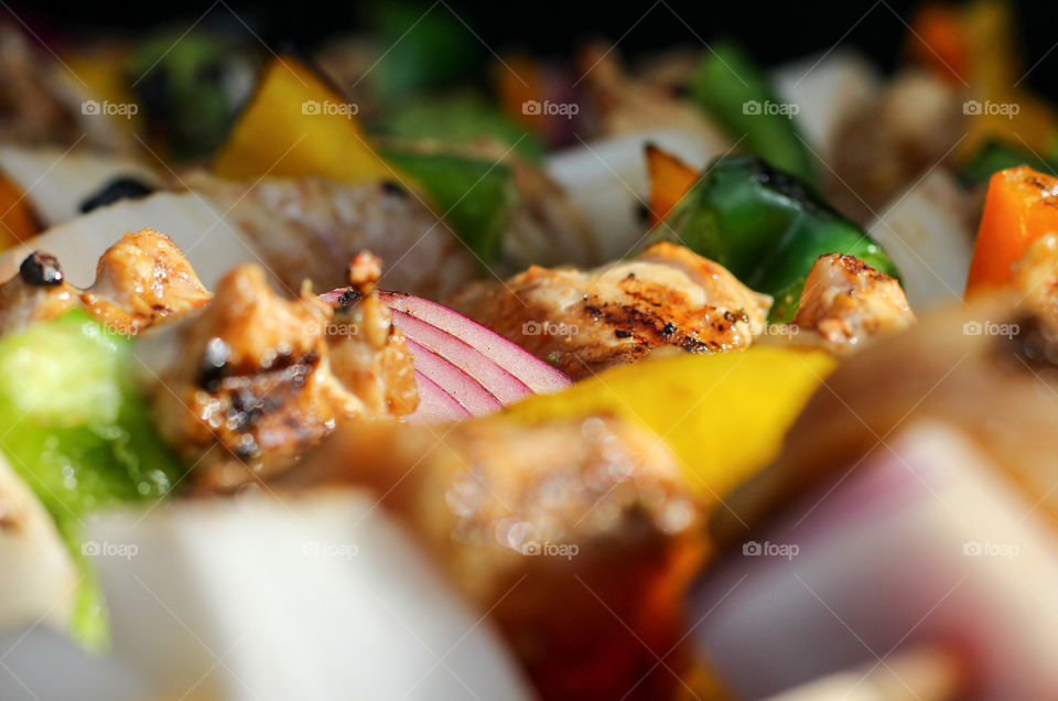 Vegetable and Chicken Skewers on the Grill