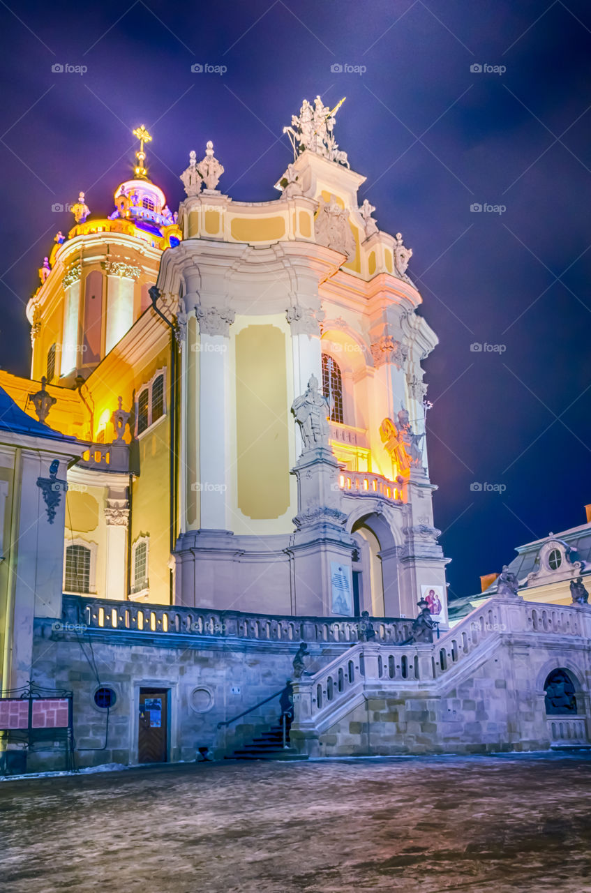 Night Lviv city scene