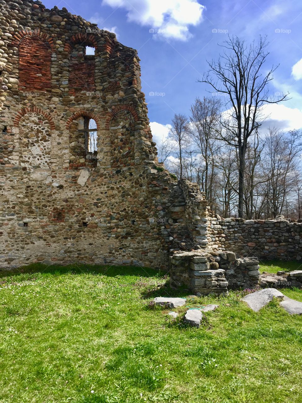 Remains of the ancient early Christian basilica of S. Giovanni, V century, archaeological area of Castelseprio, province of Varese