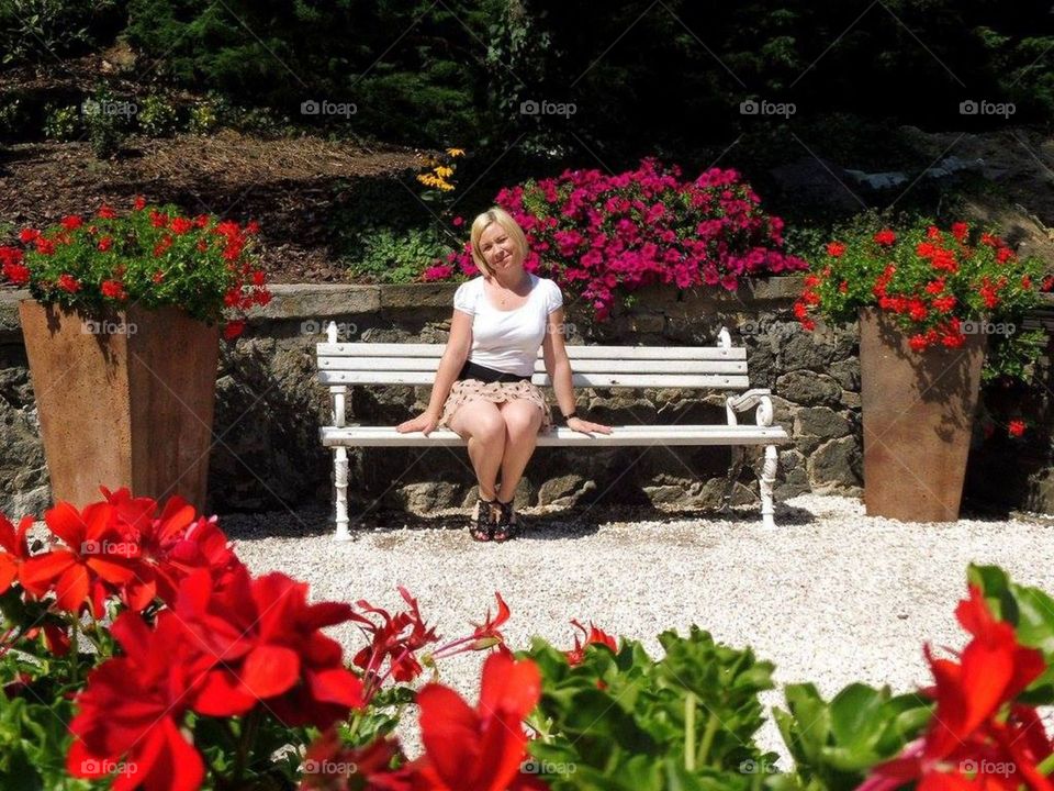 My wife in garden castle