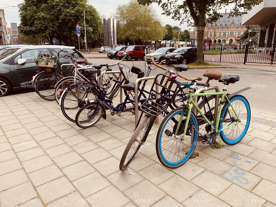 Bikes infront of the peace palace in Hague