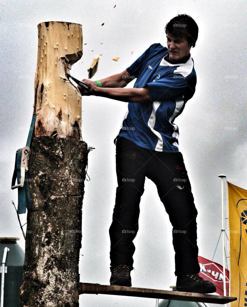 axe man tree timber log by pandahat