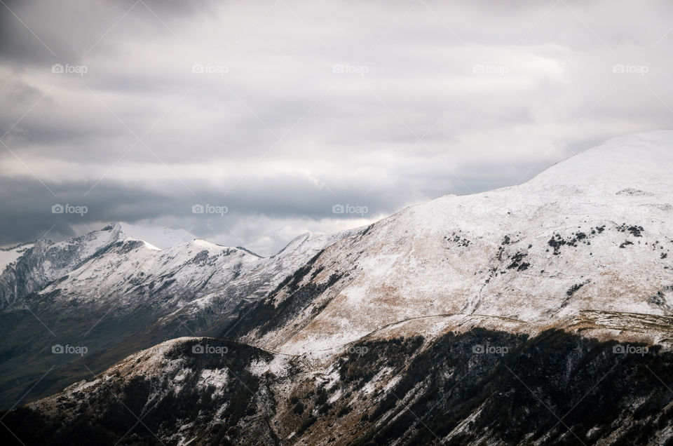 Snowy mountains in Georgia in winter