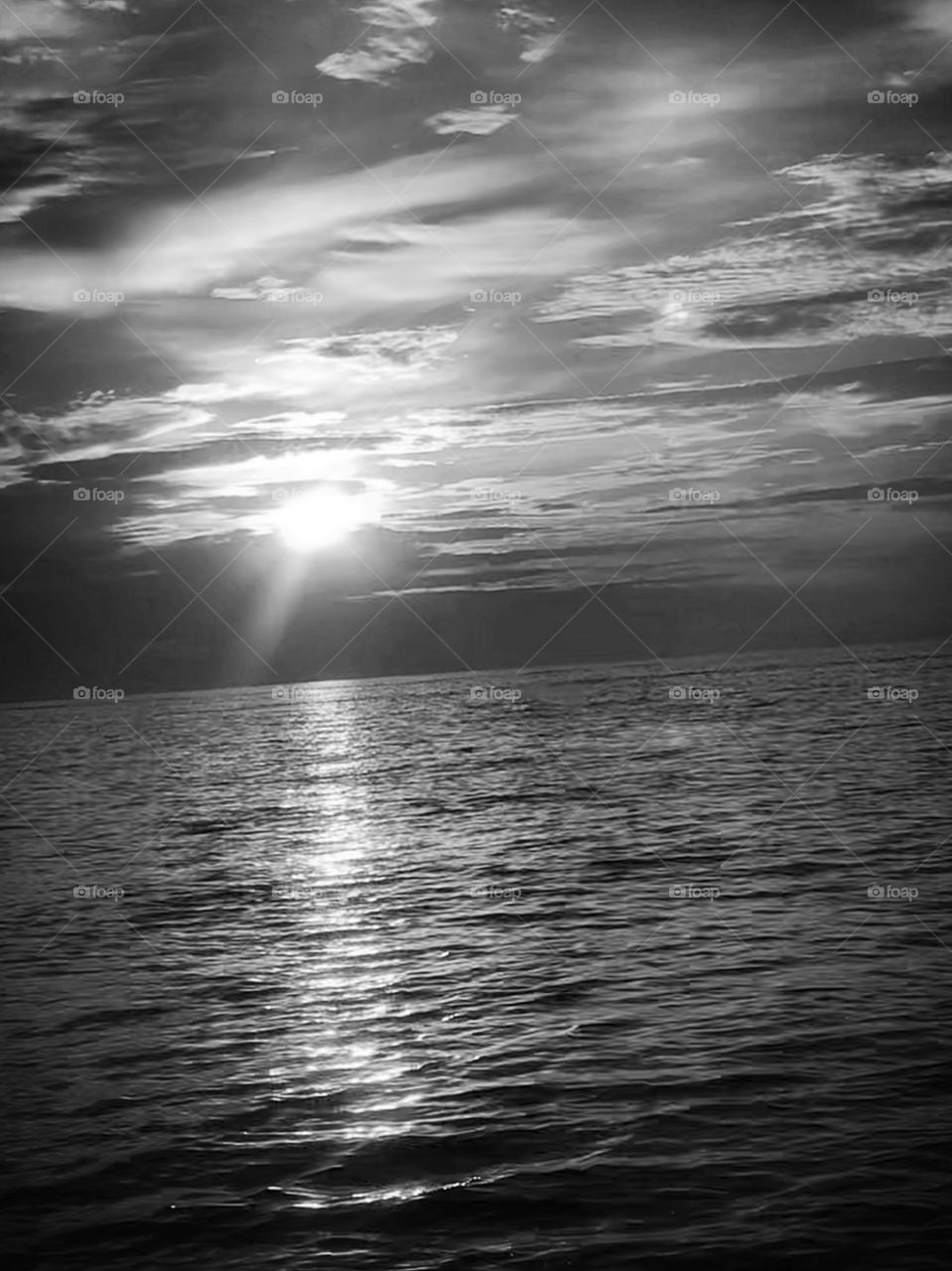 Ocean sunset in black and white beautiful NC